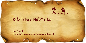 Kádas Márta névjegykártya